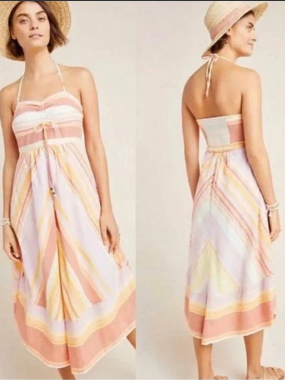 Anthropologie Striped Savannah Halter Dress Size 2